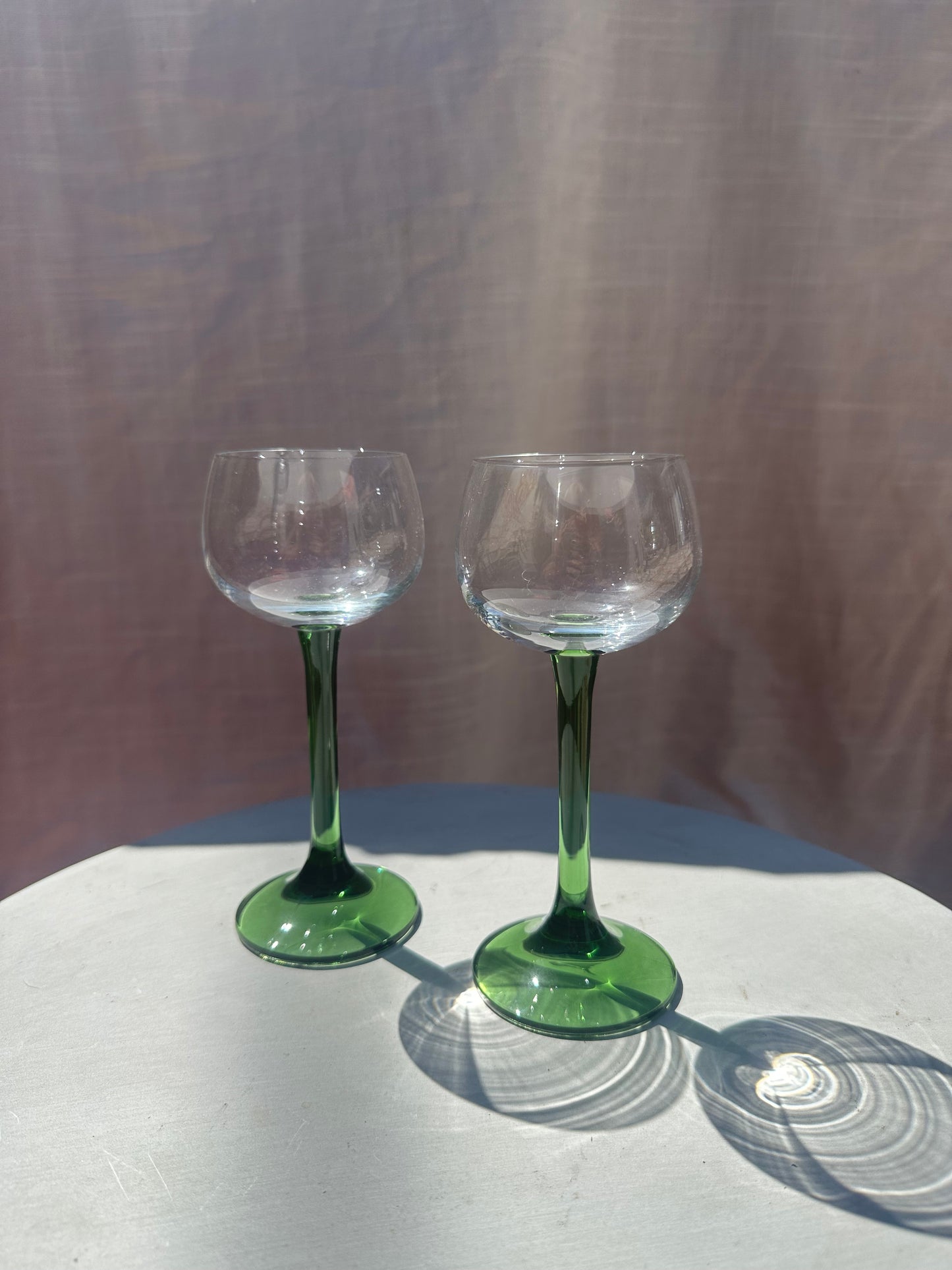 Luminarc France Green Stemmed Champagne Glasses