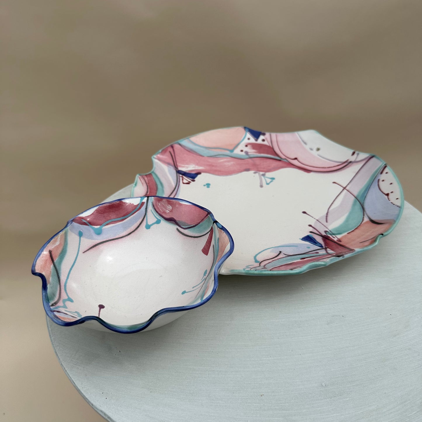 Abstract Pottery Chip & Dip Platter